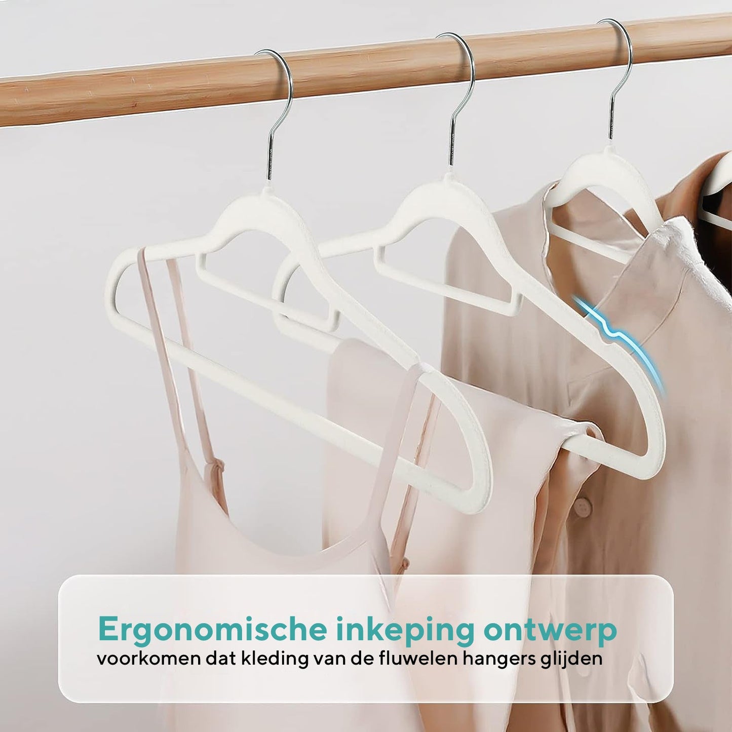 Life's Green® Velvet KleerHanger - 200 Stuks - Anti-slip - Wit