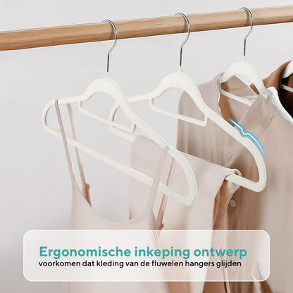 Life's Green® Velvet KleerHanger - 100 Stuks - Anti-slip - Wit