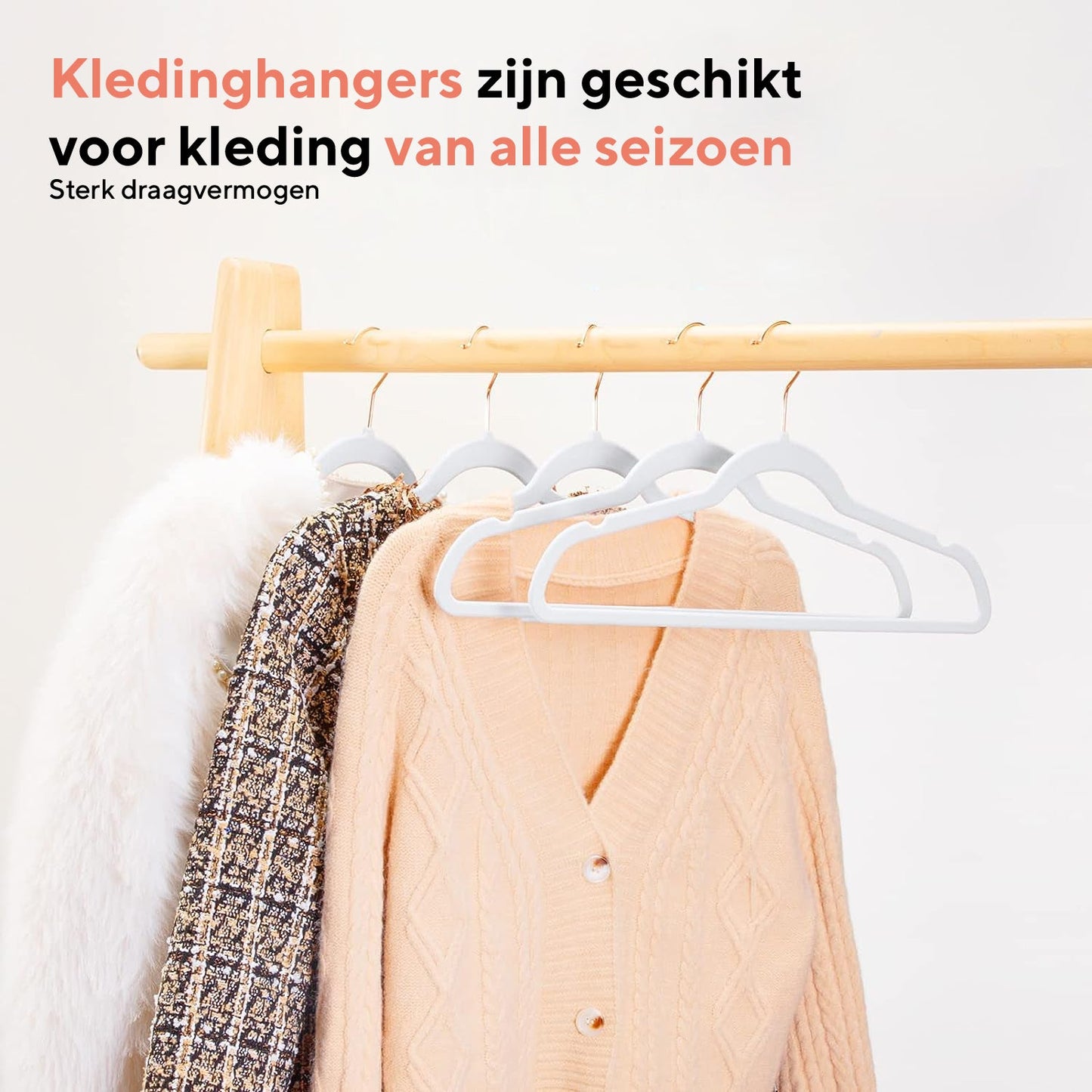 Life's Green® Velvet KleerHanger - 100 Stuks - Anti-slip - Wit