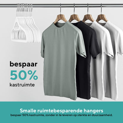 Life's Green® Velvet KleerHanger - 200 Stuks - Anti-slip - Wit