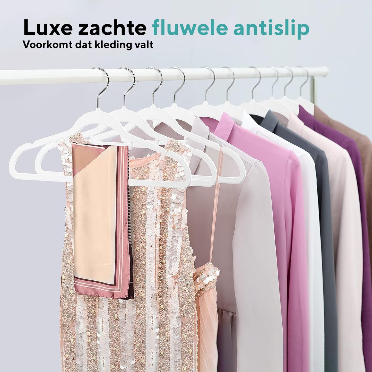 Life's Green® Velvet KleerHanger - 100 Stuks - Anti-slip - Wit