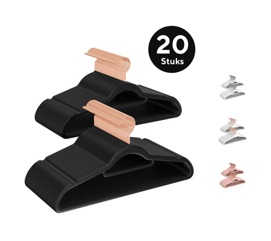 Life's Green® Velvet KleerHanger - 20 Stuks - Anti-slip - Zwart
