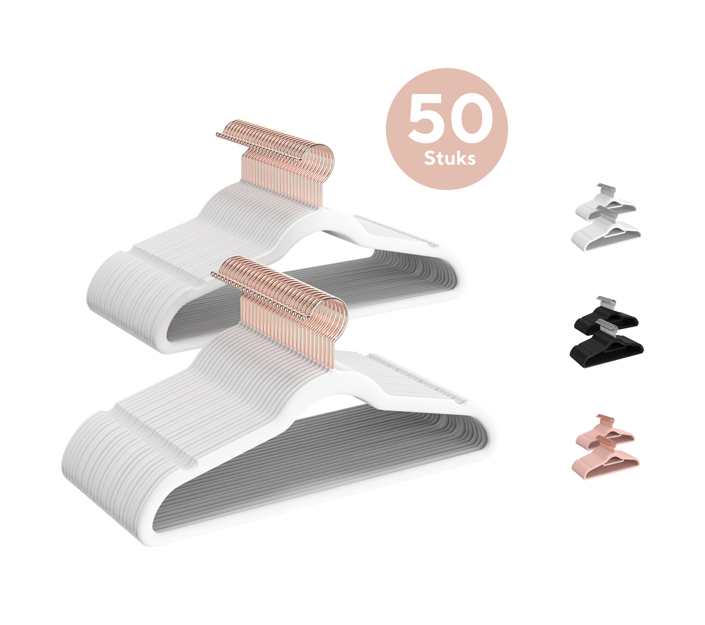 Life's Green® Velvet KleerHanger - 50 Stuks - Anti-slip - Wit