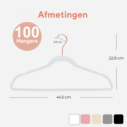 Life's Green® Velvet KleerHanger - 100 Stuks - Anti-slip - Wit