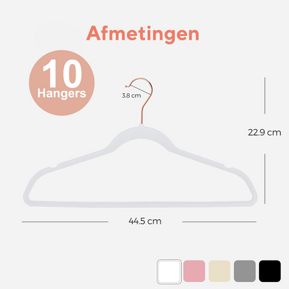 Life's Green® Velvet KleerHanger - 10 Stuks - Anti-slip - Wit
