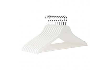 Life's Green® Kledinghanger A Kwaliteit Hout - Wit Gelakt - Zwarte Haak
