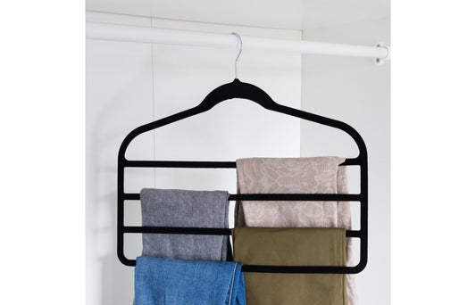Broekenhanger velvet met 4 etages (5 stuks)