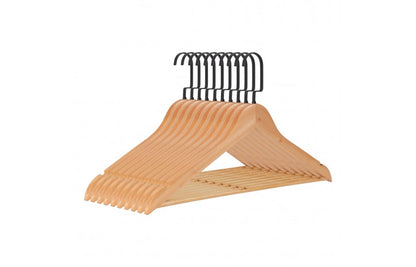 Life's Green® Kledinghanger A Kwaliteit - Blank Gelakt - Platte Zwarte Haak