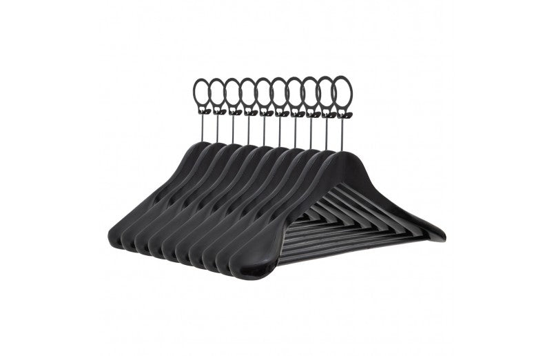 Life's Green® Kledinghanger/Hotelhanger Lux A Kwaliteit - Zwart Gelakt - Anti diefstal ring