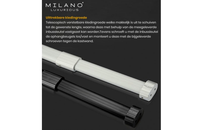 Milano Luxurious - Uittrekbare Ovale Kledingroede Zilver