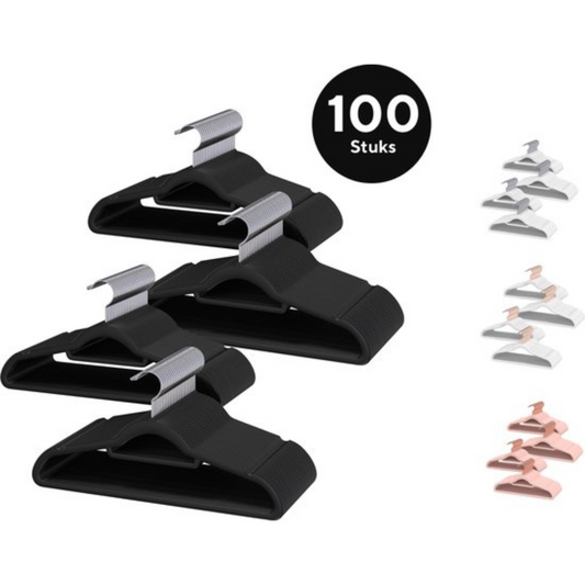 Life's Green® Velvet KleerHanger - 100 Stuks - Anti-slip - Zwart