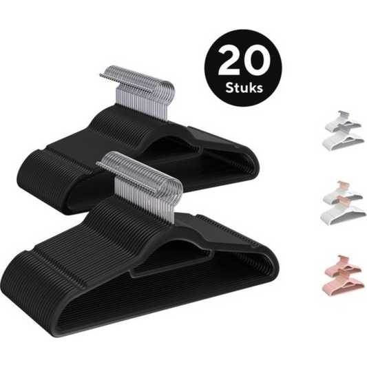 Life's Green® Velvet KleerHanger - 20 Stuks - Anti-slip - Zwart